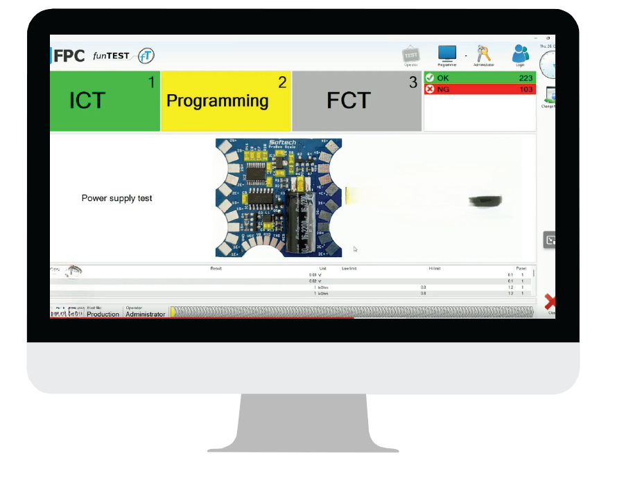 funtest Software von FPC mit ATX Prüfadapter